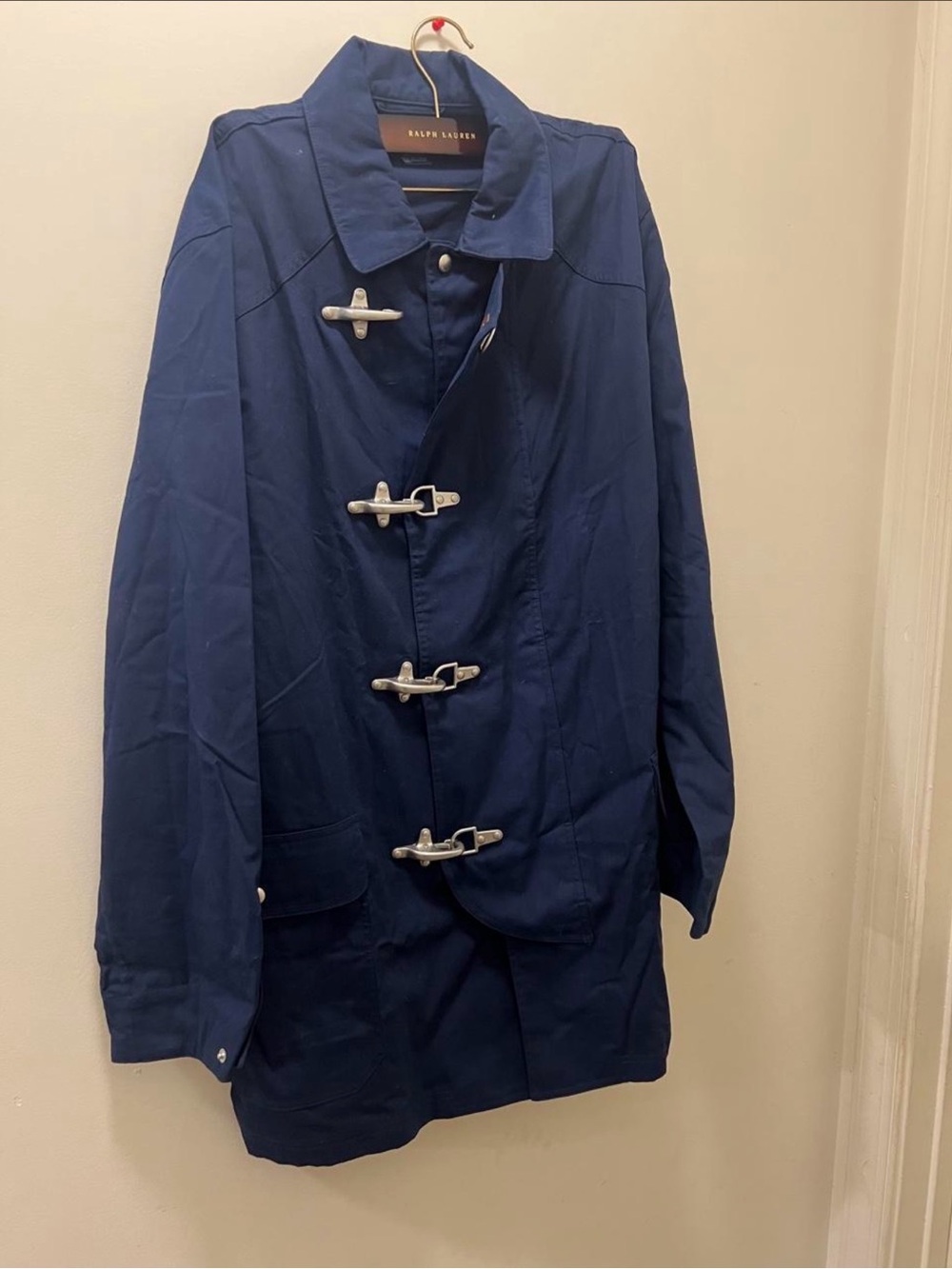 Ralph Lauren Navy Blue Toggle Trench Coat